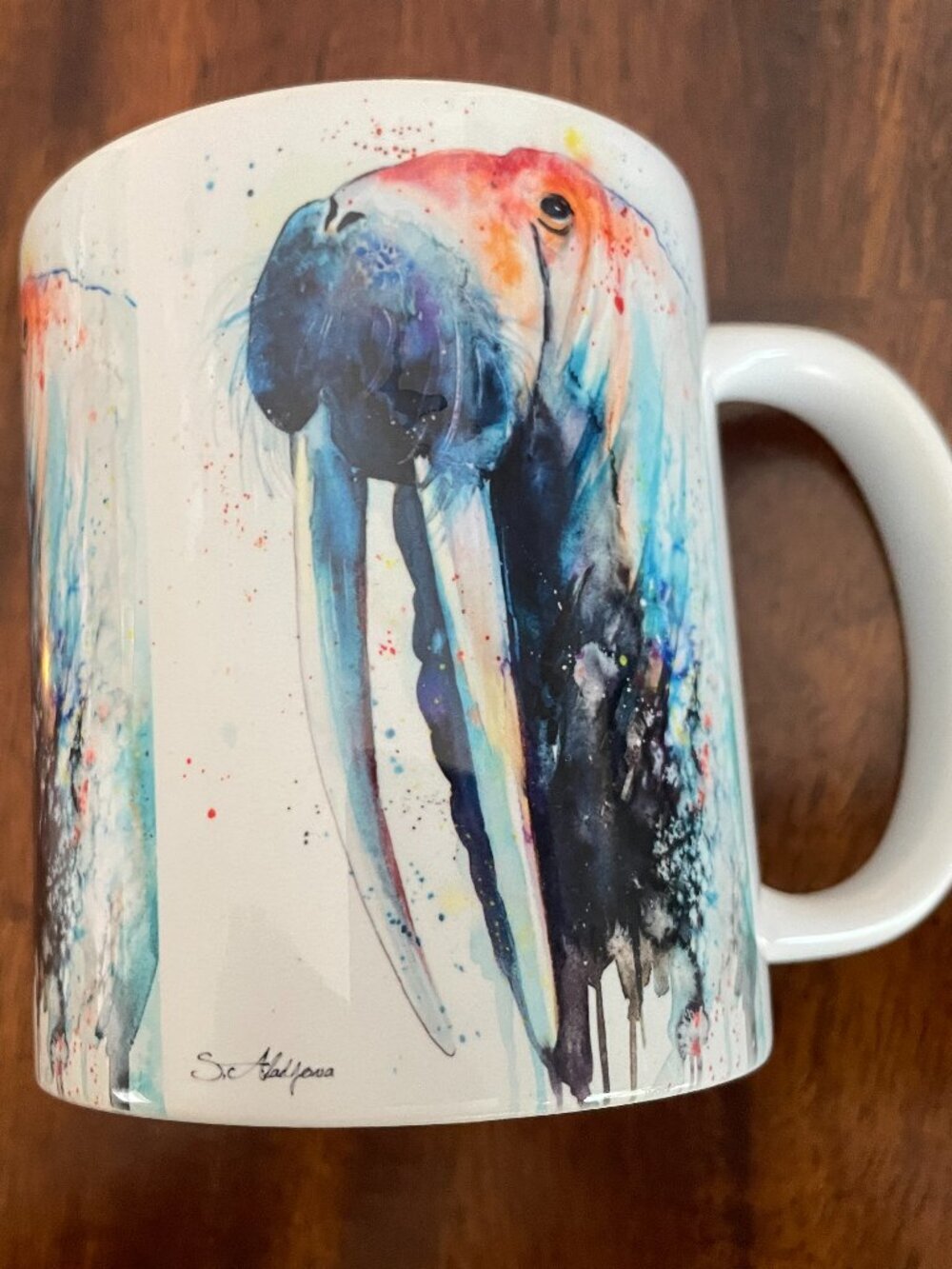 Walrus Watercolor Print Mug Ceramic Painted By Slaveik Aladjova 2006! - Picture 2 of 6